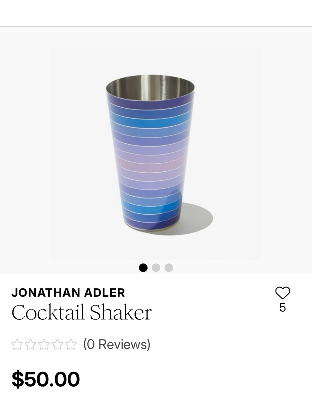 Jonathan Adler Striped Blue and Pink Cocktail Shaker -